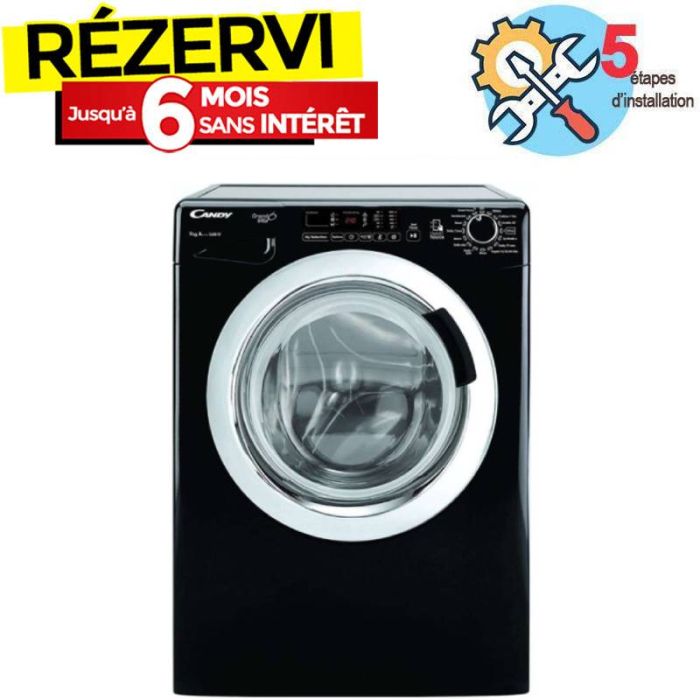 Lave Linge Frontal CANDY GVS169DC3B-80 9Kg - Noir