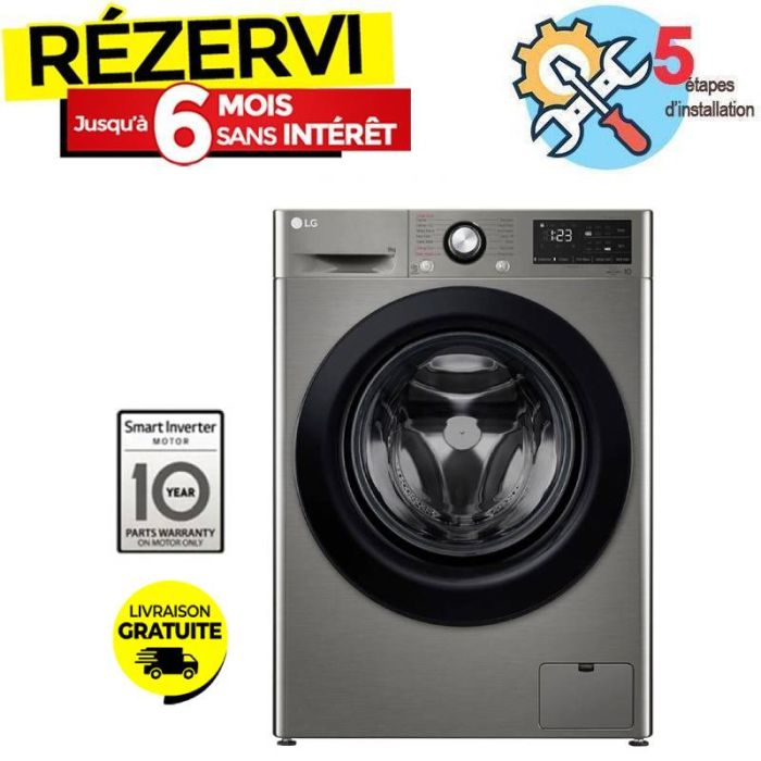 Lave Linge Frontal LG Vivace F4R3VYG6P 9kg - Silver
