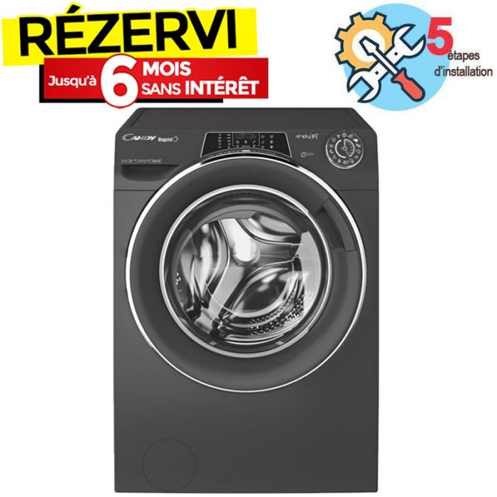 Lave-linge Séchant Inverter CANDY RWD4128RC 12kg - Silver
