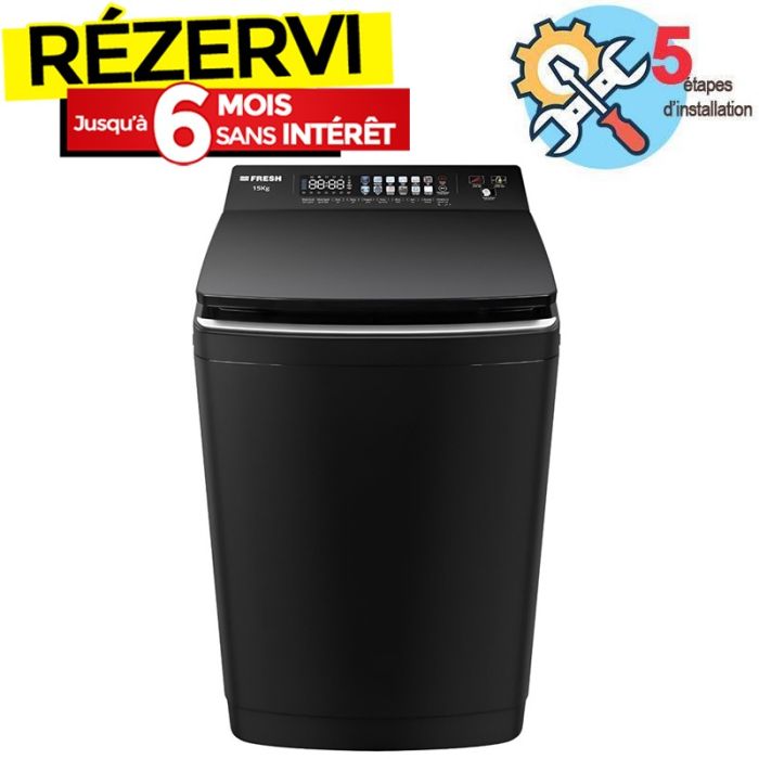 Lave linge Top FRESH FTM-15B 15kg - Noir
