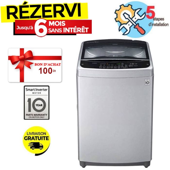 Lave Linge Top LG T1288NEHGE 12Kg - Silver