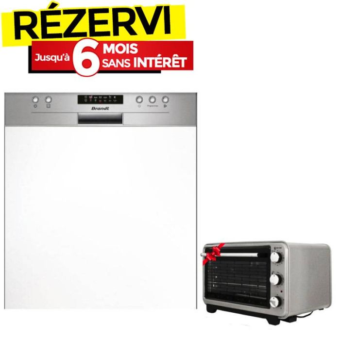 Lave Vaisselle Semi Encastrable BRANDT 14 Couverts BDB424LX - Inox