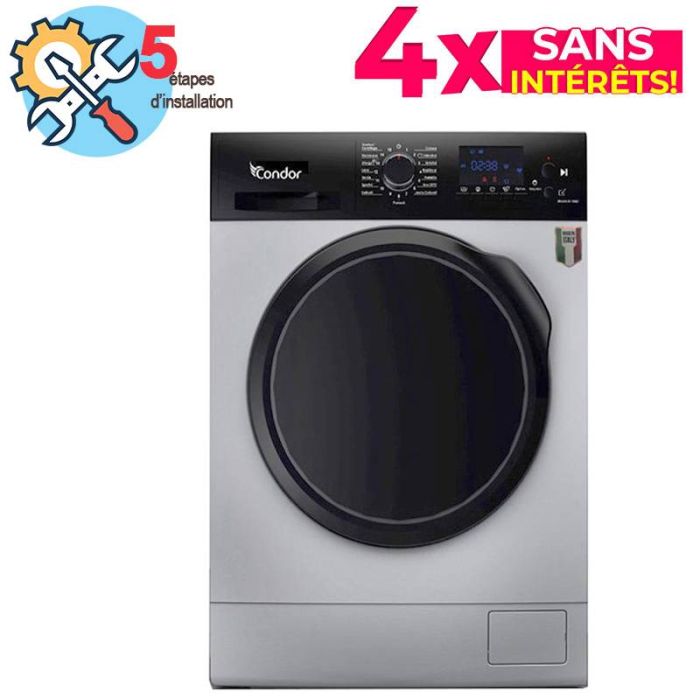 Lave linge Frontal CONDOR CON-F812DS 8Kg - Silver