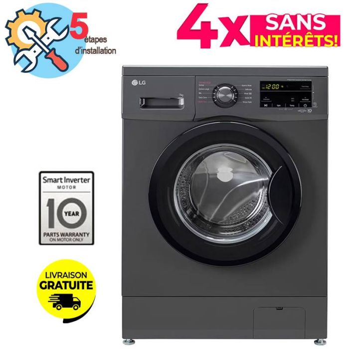 Lave Linge Frontal LG F2J3QYG6J 7kg - Noir