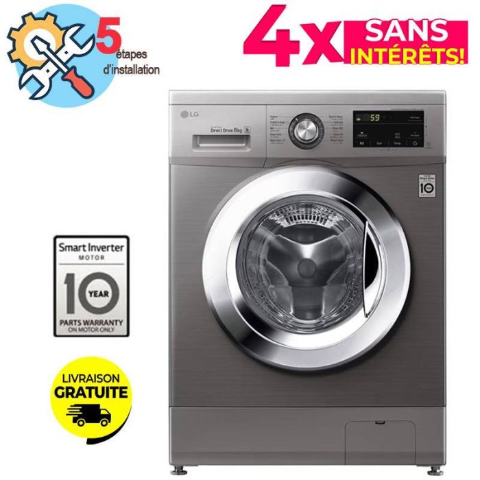 Lave Linge Frontal LG FH2J3TNG5P 8kg - Silver