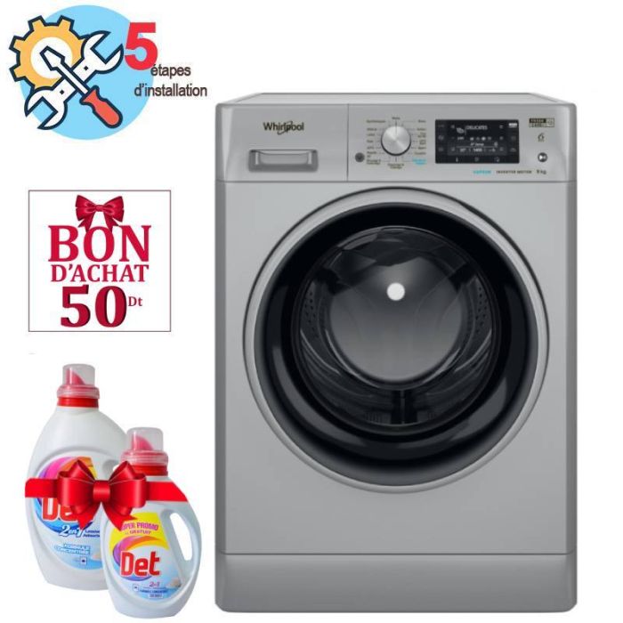 Lave linge Frontal WHIRLPOOL FFWD9248SBS-VNA 9kg + Det 2.5L + 1L