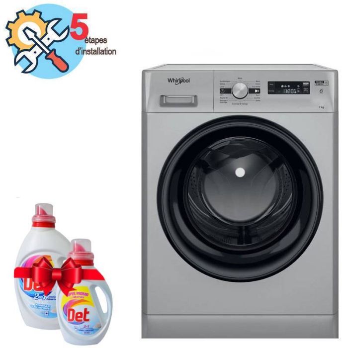 Lave linge Frontal WHIRLPOOL FFWS7235SBNA 7kg + Det 2.5L + 1L