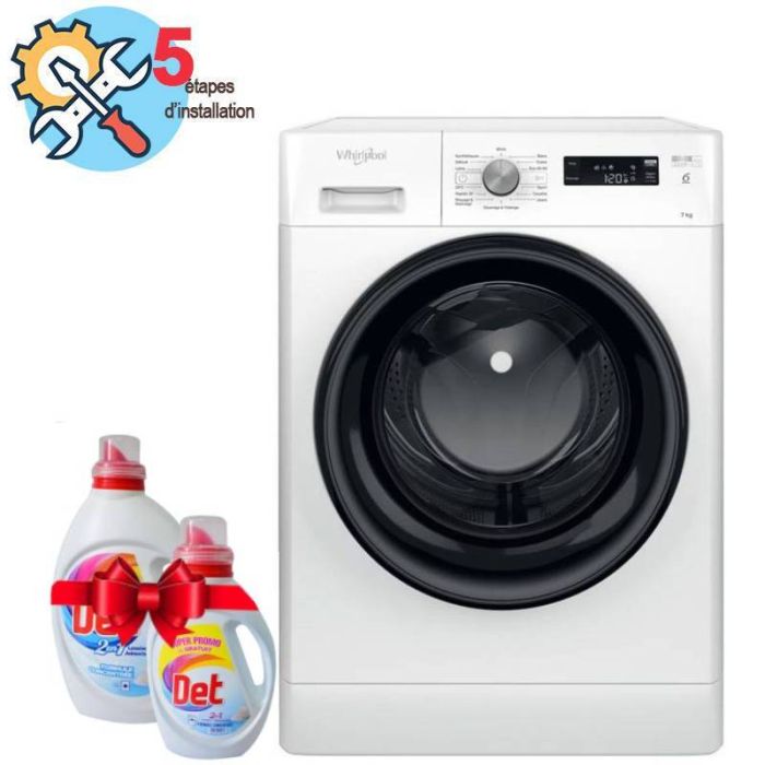 Lave linge Frontal WHIRLPOOL FFWS7235WB-NA 7kg + Det 2.5L + 1L