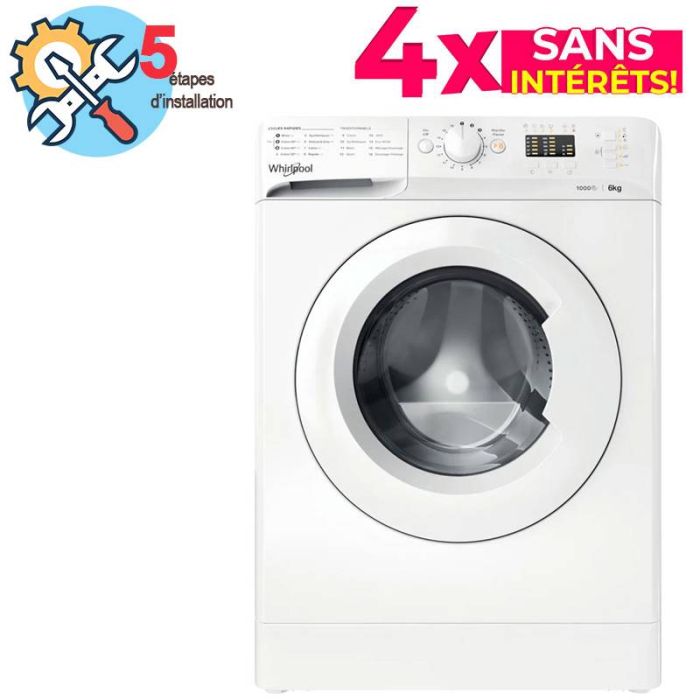 Lave linge Frontal WHIRLPOOL WMTA6101-NA 6kg - Blanc