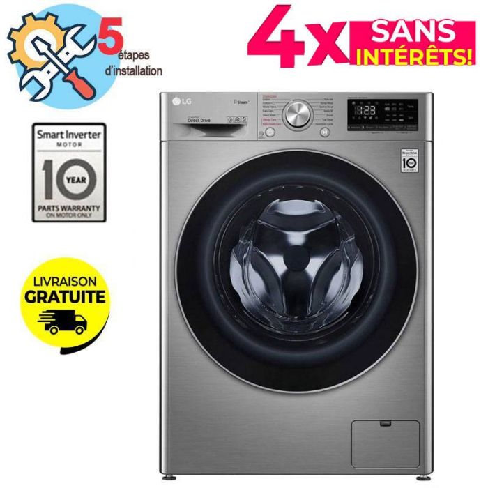 Lave linge Séchant Frontale LG F4R5VGG2E 9 Kg - Silver