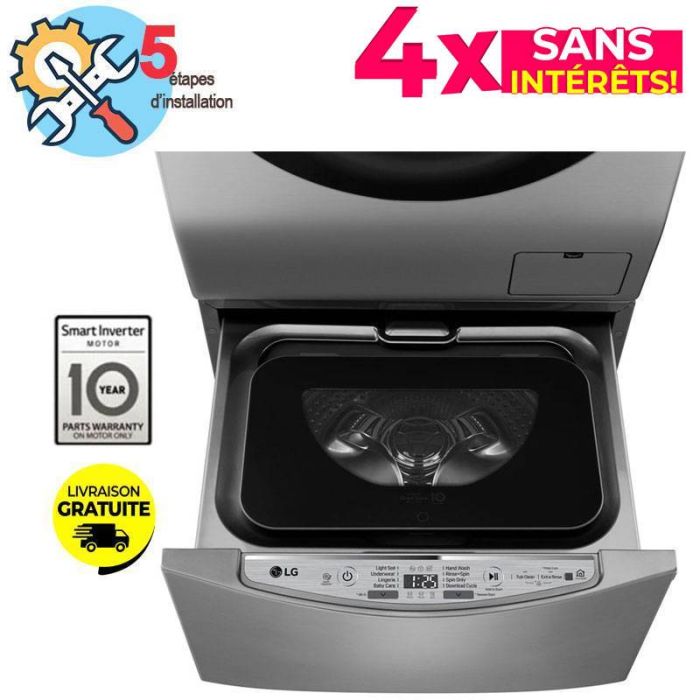 Lave linge Smart TWINWash LG F8K5XNK4 2Kg - Inox