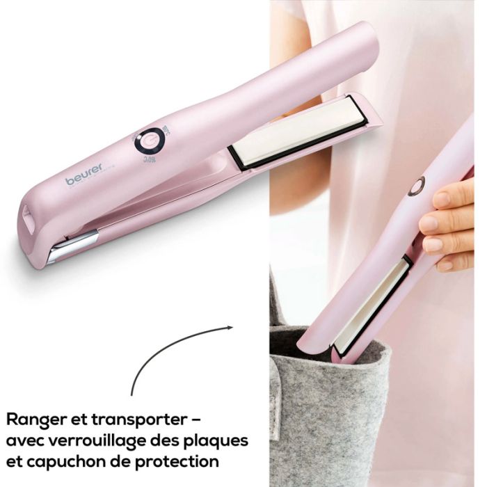 Lisseur Cheveux Sans Fil BEURER HS20 - Rose