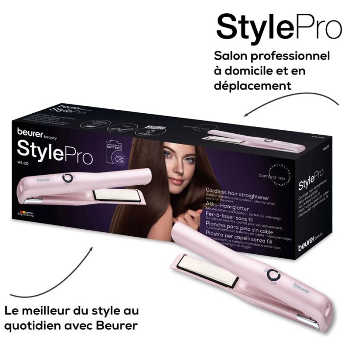 Lisseur Cheveux Sans Fil BEURER HS20 - Rose