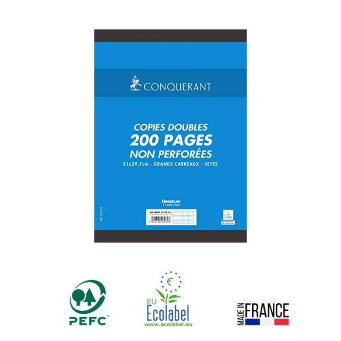Lot de 200 pages copies doubles CONQUERANT 70Gr Seyès