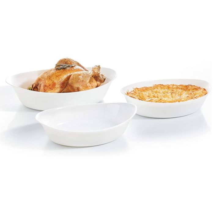 Lot de 3 Plats De Cuisson LUMINARC Ovale - Blanc