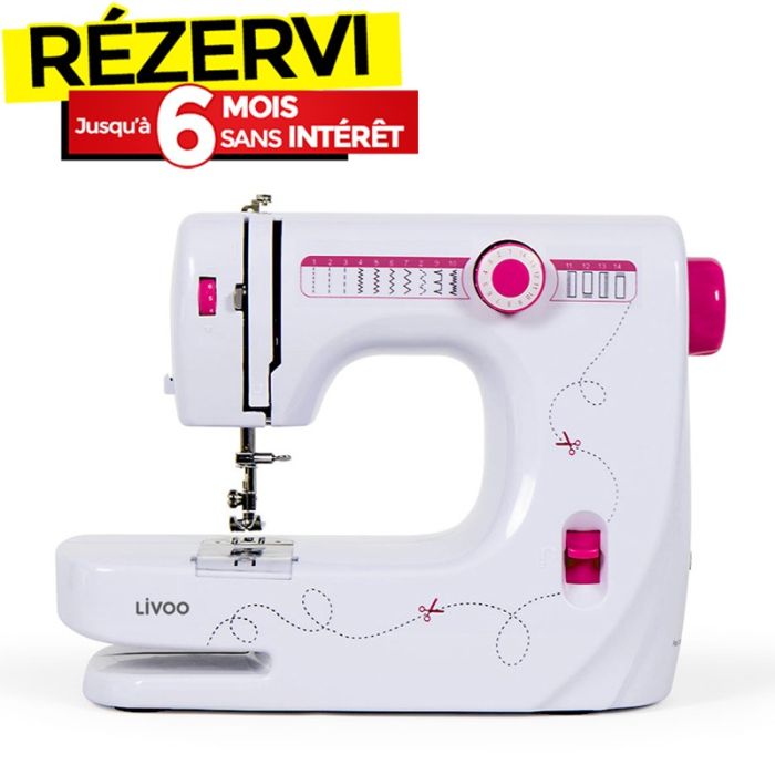 Machine À Coudre LIVOO DOM343 - Blanc&Rose