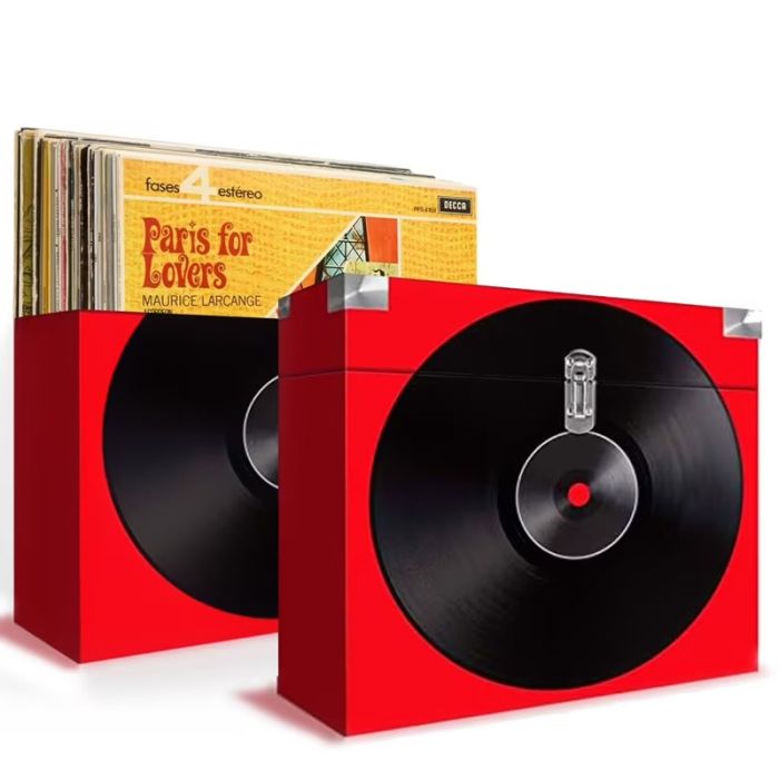 Mallette à disques en carton BIGBEN 30 disques vinyles - Rouge