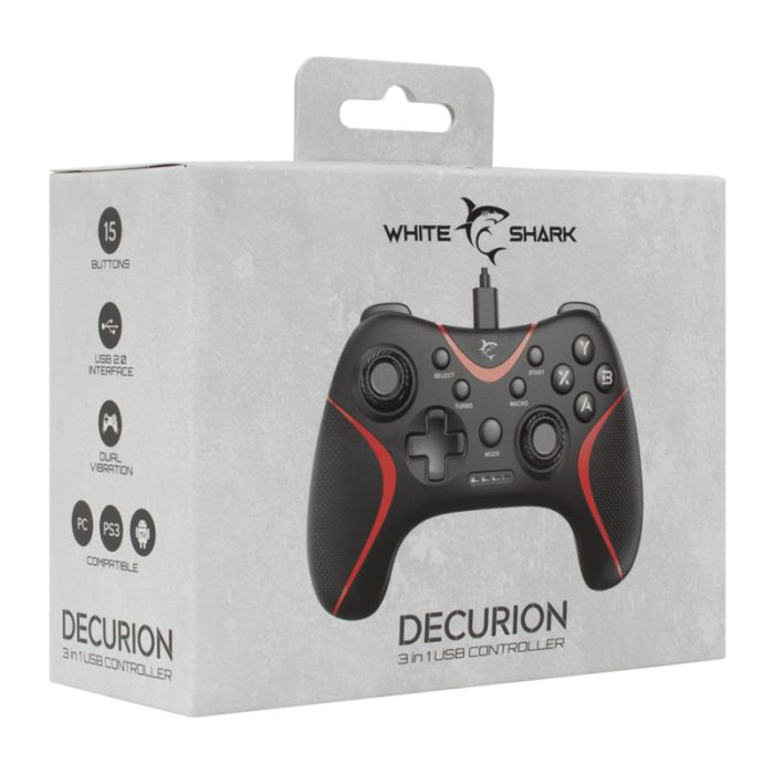 Manette de Jeu 3en1 WHITE SHARK DECURION GP-2038 - Noir&Rouge