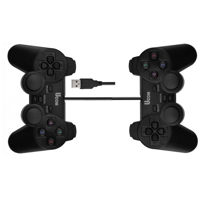 Manette de Jeu Filaire UCOM-704 Double Vibreur - Noir