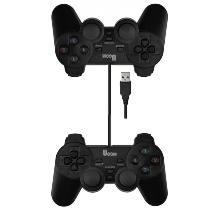 Manette de Jeu Filaire UCOM-704 Double Vibreur - Noir