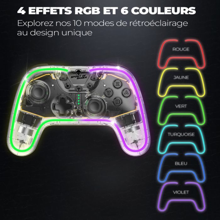 Manette Gamer Sans Fil SPIRIT OF GAMER PULSE RGB - Transparente