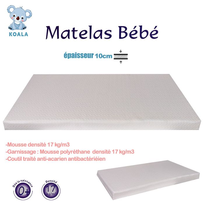 Matelas En Mousse KOALA 120 x 60cm Avec Epaisseur 10 cm