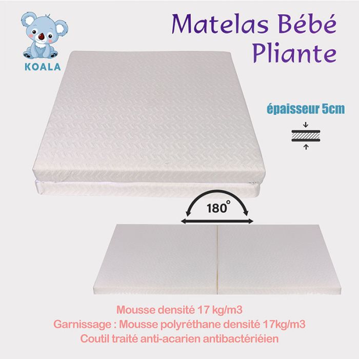 Matelas Pliant KOALA 120 x 60 cm Avec Epaisseur de 5cm