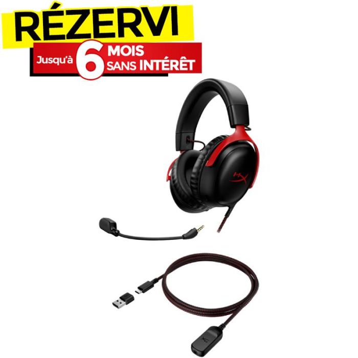 Micro Casque Filaire Gamer HyperX CLOUD III - Noir&Rouge