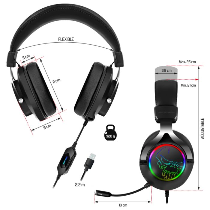 Micro Casque Gamer Filaire SPIRIT OF GAMER XPERT H600 RGB - Noir