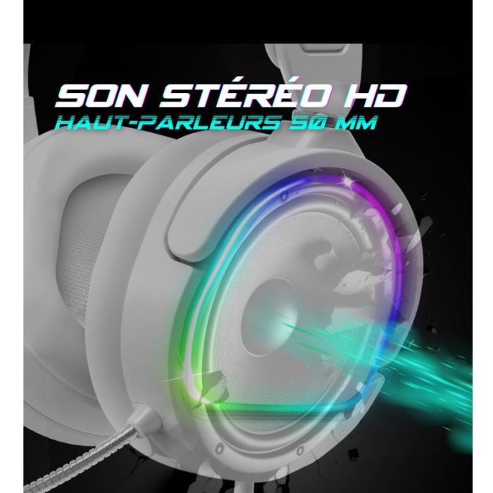 Micro Casque Gamer Filaire SPIRIT OF GAMER PRO H6 ARTIC RGB - Blanc