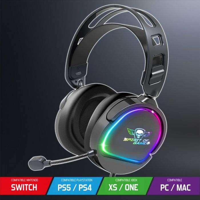 Micro Casque Gamer Filaire SPIRIT OF GAMER PRO H6 DARK RGB - Noir