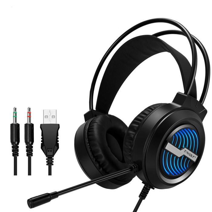 Micro Casque Gamer Filaire T-WOLF H130 RGB - Noir