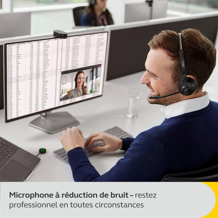 Micro Casque Sans Fil JABRA ENGAGE 55 MS USB-A Avec Support - Noir  