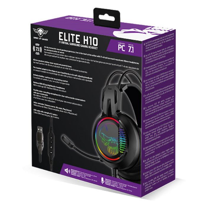 Micro Casque Gamer Filaire SPIRIT OF GAMER ELITE H10 RGB - Noir