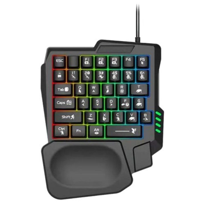 Mini Clavier Gamer Filaire à Une Main Avec Touche Pubg RGB - Noir