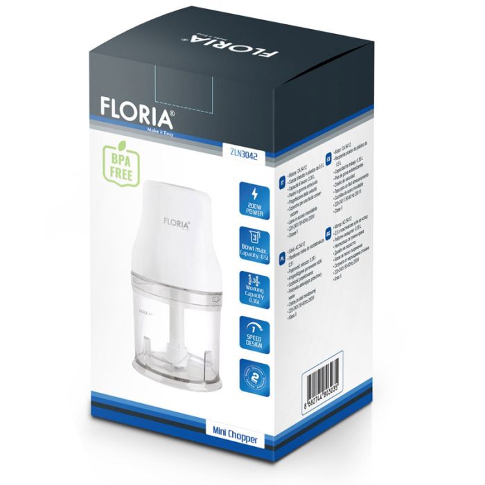 Mini Hachoir FLORIA ZLN3042 200W - Blanc