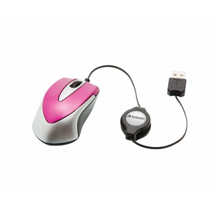 Mini Souris Filaire Optique VERBATIM 049021 USB - Rose