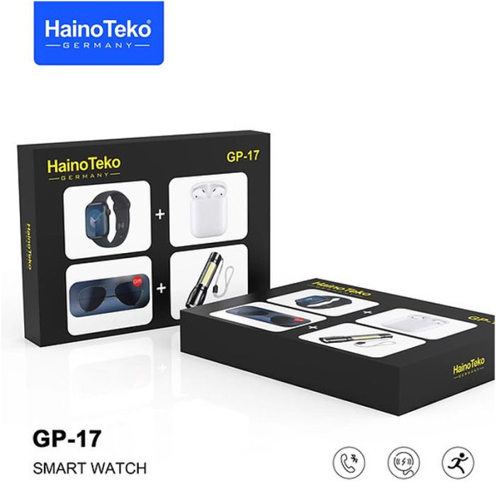 Montre Connectée HAINO TEKO GP-17 + Lunette + Airpods + 2 Ceintures - Noir