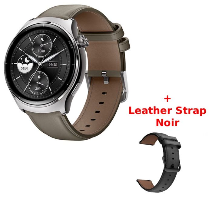 Montre Connectée MIBRO Lite 3 Pro + Black Leather Strap - Gris Kaki