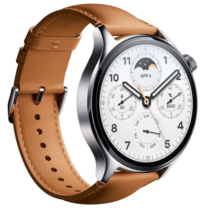 Montre Connectée XIAOMI Watch S1 Pro - Silver Avec Ceinture Marron 