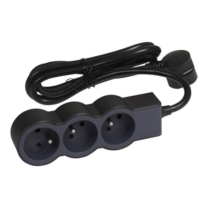 Multiprise LEGRAND 3*2P+T 16A 3M - Noir et Gris foncé