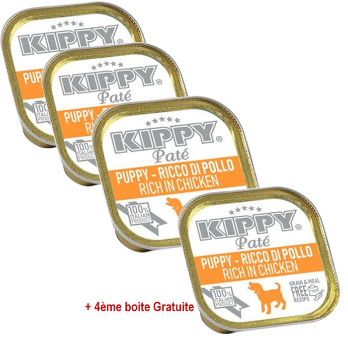 Pack 3 Pâtés KIPPY Poulet Pour Chiot 150Gr + 4ème Gratuite