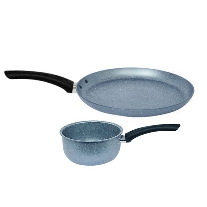 Pack COOK'ART De 2 Pièces Casserole 18cm + Crêpière 25cm - Bleu