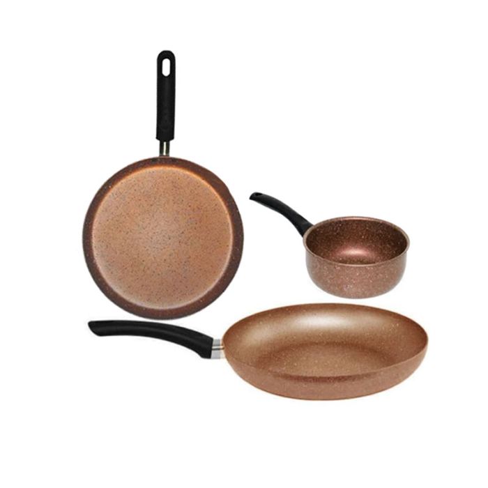 Pack COOK'ART De 3 Pièces Poêle + Casserole + Crêpière - Bronze