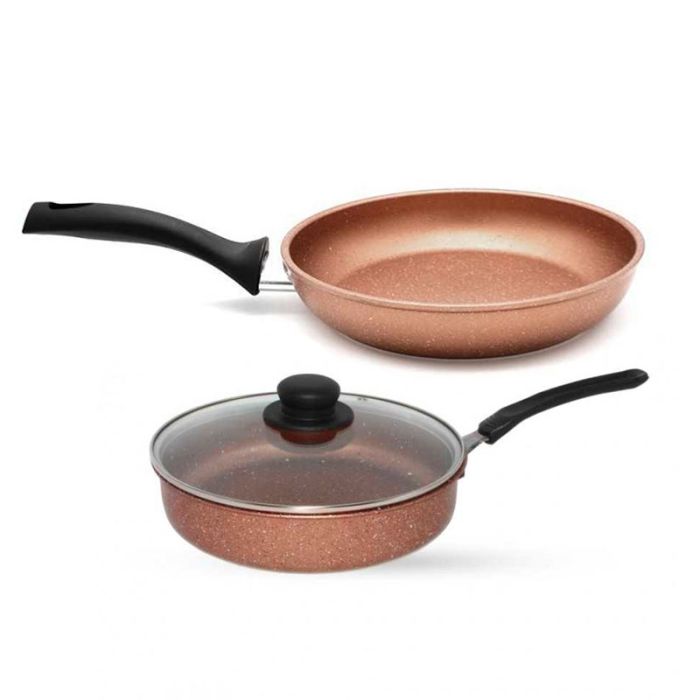 Pack COOK'ART De 3 Pièces Poêle + Sauteuse Avec Couvercle - Bronze