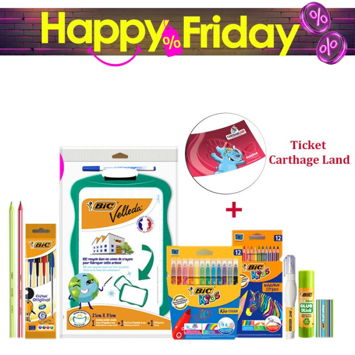 Pack de 10 articles BIC scolaires + Ticket Carthage Land Offert