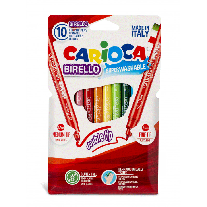 Pack de 10 Feutres CARIOCA Birello Double pointe 