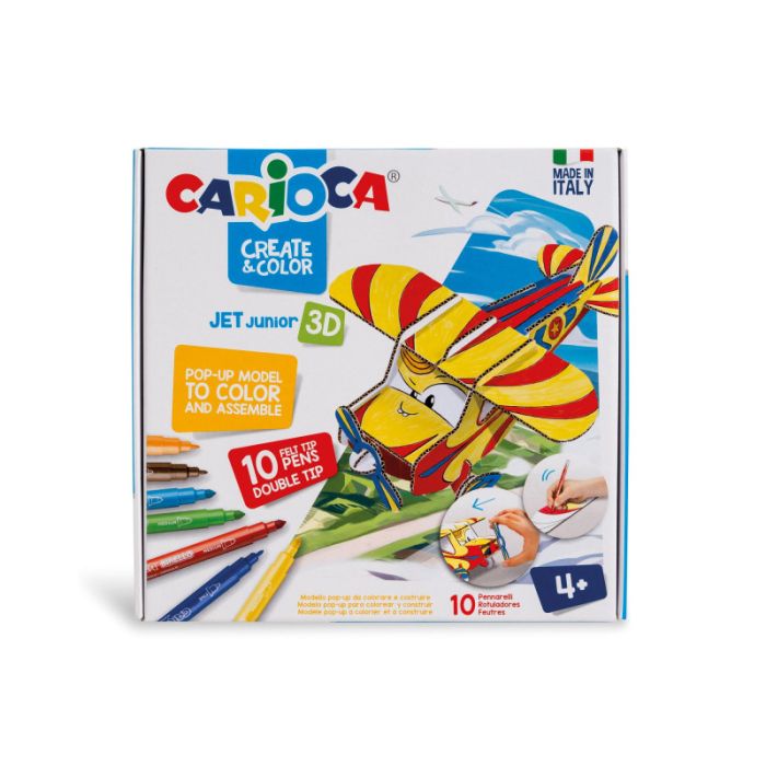 Pack de 10 Feutres CARIOCA Create&Color POP-UP JET JUNIOR 3D