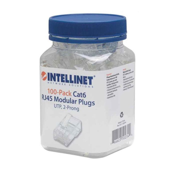 Pack de 100 Connecteurs modulaire INTELLINET RJ45 UTP Cat6 - Transparent