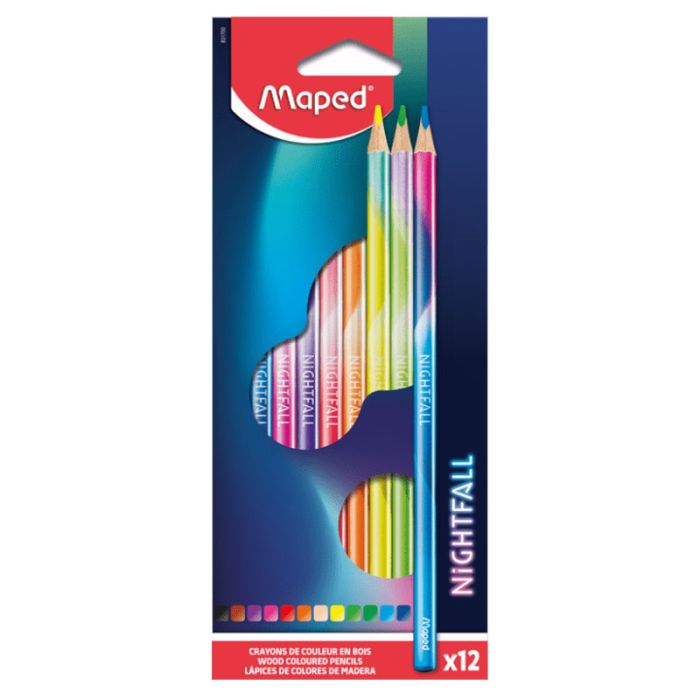 Pack de 12 Crayons couleurs Bois MAPED Nightfall 